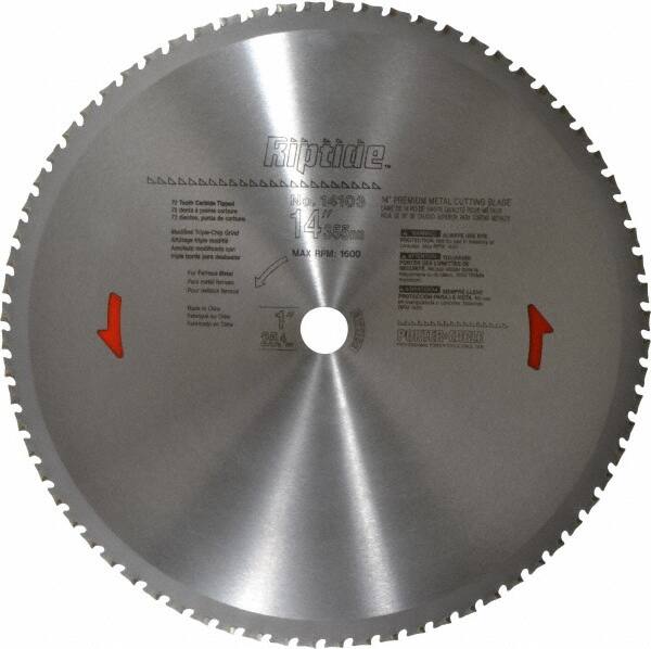 Porter-Cable - 14" Diam, 1" Arbor Hole Diam, 72 Tooth Wet & Dry Cut Saw Blade - Carbide-Tipped, Cutoff Action, Standard Round Arbor - Exact Tooling