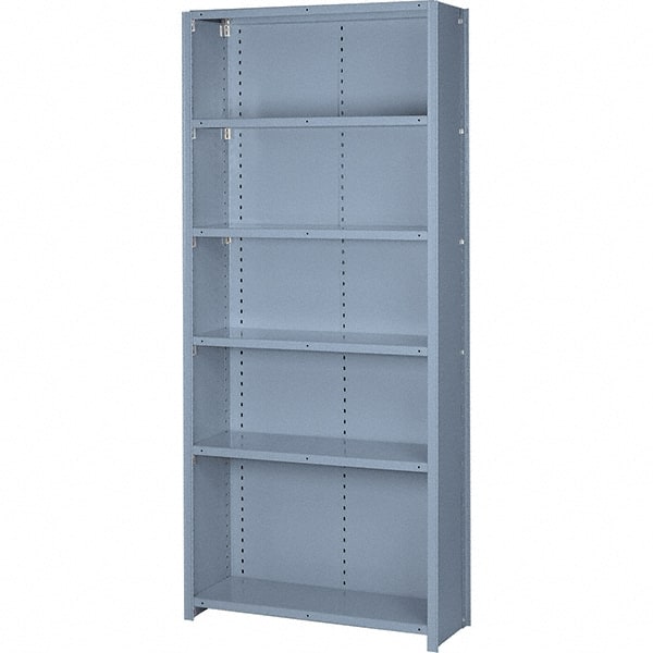 Lyon - 6 Shelf, 1,300 Lb. Capacity, Closed Shelving Starter Unit - 36 Inch Wide x 18 Inch Deep x 84 Inch High, Gray - Exact Tooling