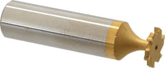 Made in USA - 1/2" Diam x 1/16" Face Width, Carbide-Tipped, 6 Teeth, Shank Connection Woodruff Keyseat Cutter - TiN Finish, 2-1/16" OAL x 1/2" Shank, Straight Teeth, ANSI 204, Old Standard 1 - Exact Tooling