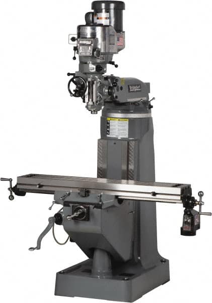 Bridgeport - 9" Table Width x 49" Table Length, Variable Speed Pulley Control, 3 Phase Knee Milling Machine - 2 hp - Exact Tooling