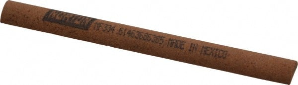 Norton - 4" Long x 3/8" Diam Aluminum Oxide Sharpening Stone - Half Round, Medium Grade - Exact Tooling