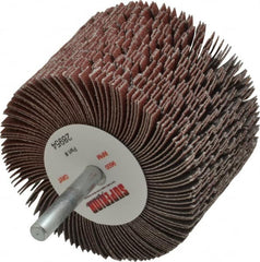 Superior Abrasives - 3" Diam x 2" Face Width, Fine Aluminum Oxide Coated Mounted Flap Wheel - 1/4" Shank Mount, 120 Grit, J Weighted Cloth Backing, 6,000 Max RPM - Exact Tooling