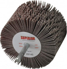 Superior Abrasives - 3" Diam x 2" Face Width, Very Fine Aluminum Oxide Coated Mounted Flap Wheel - 1/4" Shank Mount, 240 Grit, J Weighted Cloth Backing, 6,000 Max RPM - Exact Tooling