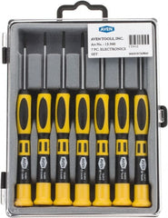 Aven - 7 Piece Phillips & Slotted Screwdriver Set - Soft Touch Handle, Bit Sizes: Philips #00 to #1 - Exact Tooling
