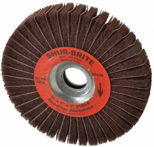 Superior Abrasives - 6" Diam, 180 Grit Aluminum Oxide Duplex Wheel - 1" Hole, 1" Wide, Coated, Very Fine Grade, 4,500 Max RPM - Exact Tooling