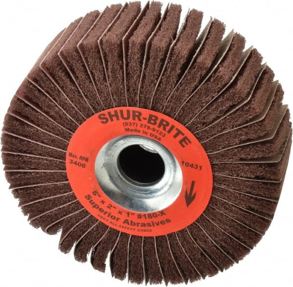 Superior Abrasives - 6" Diam, 180 Grit Aluminum Oxide Duplex Wheel - 1" Hole, 2" Wide, Coated, Very Fine Grade, 4,500 Max RPM - Exact Tooling
