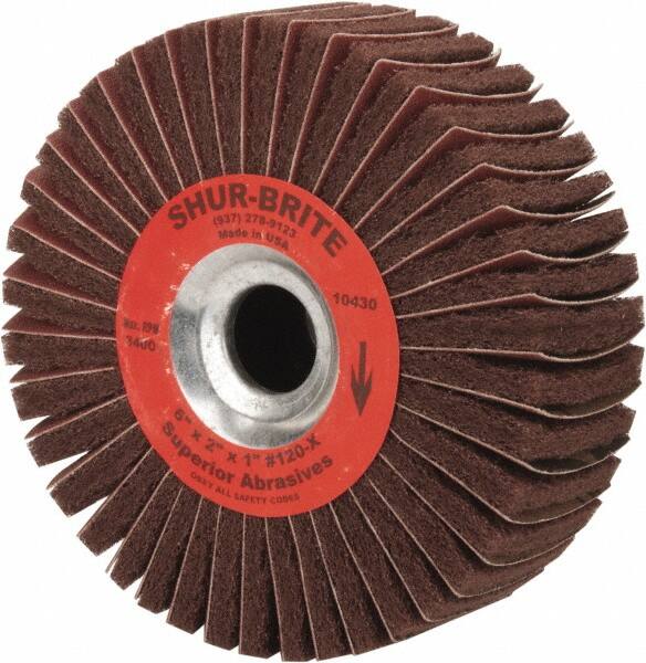 Superior Abrasives - 6" Diam, 120 Grit Aluminum Oxide Duplex Wheel - 1" Hole, 2" Wide, Coated, Fine Grade, 4,500 Max RPM - Exact Tooling