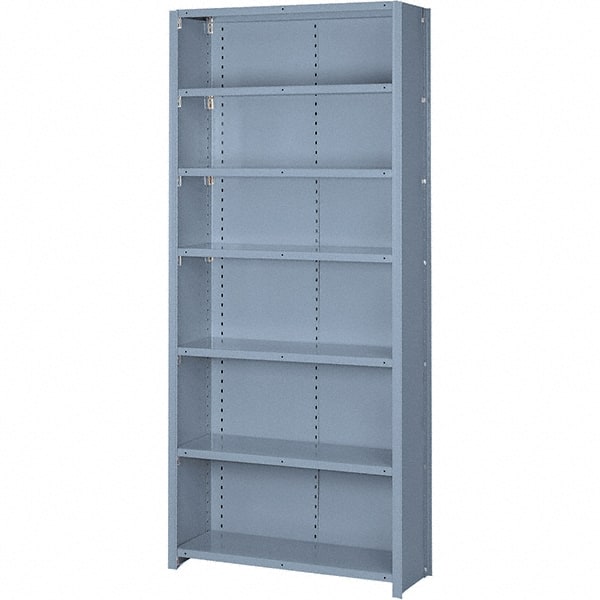 Lyon - 7 Shelf, 1,300 Lb. Capacity, Closed Shelving Starter Unit - 36 Inch Wide x 18 Inch Deep x 84 Inch High, Gray - Exact Tooling