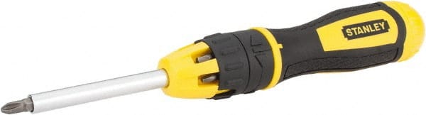 Stanley - 10 Piece Mini-Ratchet Bit Screwdriver Kit - Phillips, Slotted, Torx, Square, Pozidriv, Standard - Exact Tooling