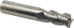 Made in USA - 3/4", 1-1/2" LOC, 3/4" Shank Diam, 4" OAL, 3 Flute, Solid Carbide Square End Mill - Single End, Uncoated, Spiral Flute, 45° Helix, Centercutting, Right Hand Cut, Right Hand Flute - Exact Tooling