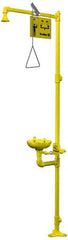 Bradley - 1-1/4" Inlet, 26 GPM shower Flow, Drench shower & Eyewash Station - Bowl, Triangular Pull Rod & Push Flag Activated, Galvanized Steel Pipe, Plastic Shower Head, 3 GPM Bowl Flow, Top or Mid Supply - Exact Tooling