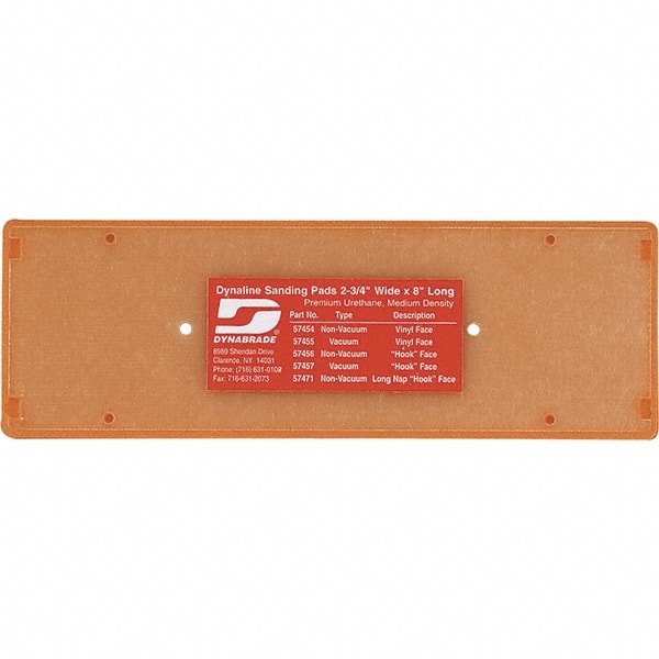 Dynabrade - 8 x 2-3/4" Rectangular Adhesive/PSA Backing Pad - Dynaline Compatible, Clip Attachment, Nonvacuum Pad, 3/8" Thick, Medium Density - Exact Tooling