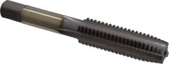 Kennametal - 1/2-13 UNC 3B 4 Flute TiCN Finish High Speed Steel Straight Flute Standard Hand Tap - Plug, Right Hand Thread, 3-3/8" OAL, 1-21/32" Thread Length, H3 Limit, Oversize - Exact Tooling
