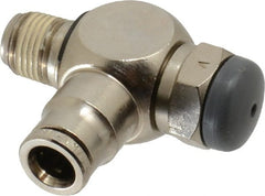 Norgren - 1/8" Tube Inlet x 1/4" NPT Outlet Tamper Resistant Flow Control Valve - 5 to 150 psi, Needle Valve & Brass Material - Exact Tooling