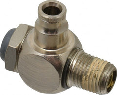 Norgren - 1/4" Tube Inlet x 1/4" NPT Outlet Tamper Resistant Flow Control Valve - 5 to 150 psi, Needle Valve & Brass Material - Exact Tooling