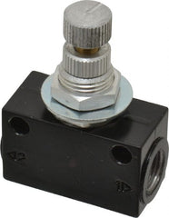 Norgren - 1/8" NPT Inlet x 1/8" NPT Outlet In-Line Flow Control Valve - 15 to 145 psi, Needle Valve & Aluminum Material - Exact Tooling