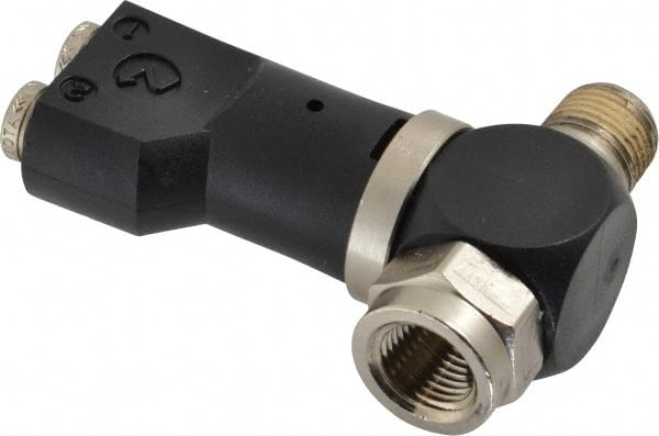 Norgren - 5/32" Tube x 1/8" NPTF Pressure Sensor Fitting Valve - 0 to 145 psi & Brass Material - Exact Tooling