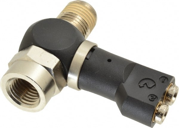 Norgren - 5/32" Tube x 1/4" NPTF Pressure Sensor Fitting Valve - 0 to 145 psi & Brass Material - Exact Tooling