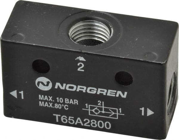 Norgren - 1/4" NPT x 1/4" NPT Shuttle Valve - 10 to 145 psi & Zinc Body - Exact Tooling