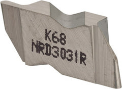 Kennametal - 3031NRD Grade K68, 1.58mm Cutting Width Carbide Grooving Insert - 3.18mm Max Depth of Cut, Right Hand, 0.79mm Corner Radius, Uncoated - Exact Tooling