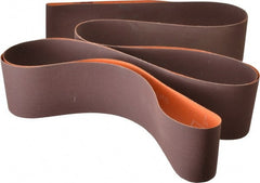 Norton - 3" Wide x 132" OAL, 320 Grit, Aluminum Oxide Abrasive Belt - Aluminum Oxide, Extra Fine, Coated, J Weighted Cloth Backing, Series R245 - Exact Tooling