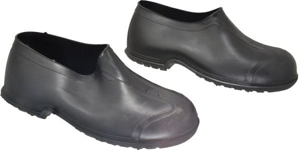 Dunlop Protective Footwear - Men's 8-9 Rain & Cold Resistant Overshoes - 4" High, Plain Toe, Nonslip & Cleated Sole, PVC Upper, Black - Exact Tooling