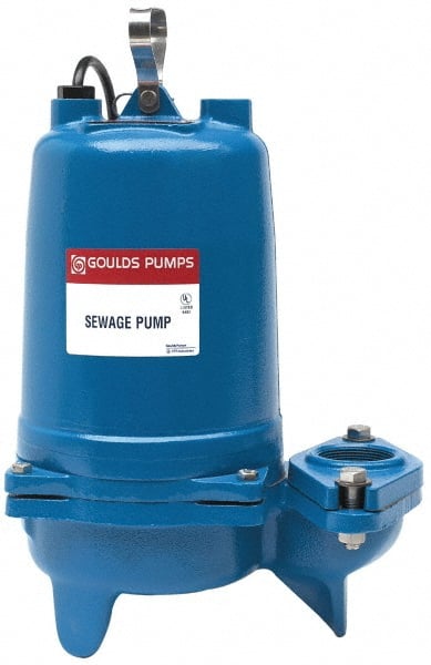 Goulds Pumps - 1/2 hp, 230 Amp Rating, 230 Volts, Nonautomatic Operation, Sewage Pump - 1 Phase, Cast Iron Housing - Exact Tooling