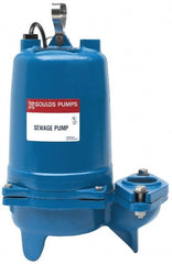 Goulds Pumps - 1/2 hp, 230 Amp Rating, 230 Volts, Nonautomatic Operation, Sewage Pump - 1 Phase, Cast Iron Housing - Exact Tooling
