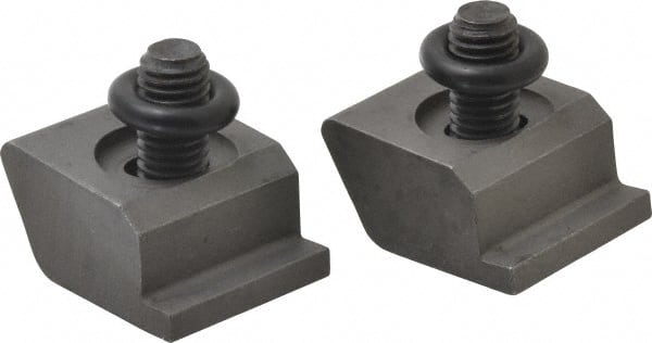Mitee-Bite - 1/2-13 Screw Thread, 1-1/2" Wide x 3/8" High, Serrated Steel Machinable Style Screw Mount Toe Clamp - 12,000 Lb Holding Force, 108.3 Lb Ft Torque, 0.77" Long Extension, 0.075" Throw, 2 Clamps in Package - Exact Tooling