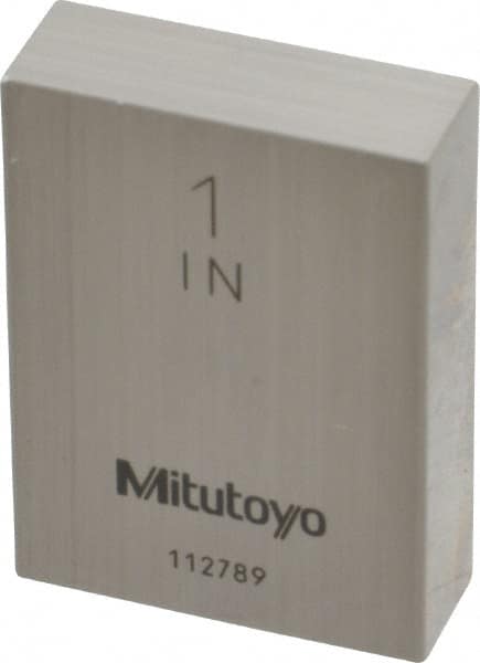 Mitutoyo - 1" Rectangular Steel Gage Block - Accuracy Grade 0, Includes Certificate of Inspection - Exact Tooling
