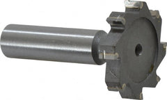 Made in USA - 1-3/8" Diam x 1/4" Face Width, Carbide-Tipped, 8 Teeth, Shank Connection Woodruff Keyseat Cutter - Uncoated, 2-1/4" OAL x 1/2" Shank, Straight Teeth, ANSI 811, Old Standard 22 - Exact Tooling