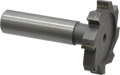 Made in USA - 1-1/2" Diam x 1/4" Face Width, Carbide-Tipped, 8 Teeth, Shank Connection Woodruff Keyseat Cutter - Uncoated, 2-1/4" OAL x 1/2" Shank, Straight Teeth, ANSI 812, Old Standard 24 - Exact Tooling