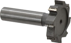 Made in USA - 1-1/2" Diam x 5/16" Face Width, Carbide-Tipped, 8 Teeth, Shank Connection Woodruff Keyseat Cutter - Uncoated, 2-5/16" OAL x 1/2" Shank, Straight Teeth, ANSI 1012, Old Standard 25 - Exact Tooling