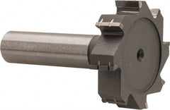 Made in USA - 1-1/2" Diam x 3/8" Face Width, Carbide-Tipped, 8 Teeth, Shank Connection Woodruff Keyseat Cutter - Uncoated, 2-3/8" OAL x 1/2" Shank, Straight Teeth, ANSI 1212, Old Standard G - Exact Tooling