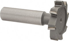 Made in USA - 1-3/8" Diam x 1/4" Face Width, Carbide-Tipped, 8 Teeth, Shank Connection Woodruff Keyseat Cutter - Uncoated, 2-1/4" OAL x 1/2" Shank, Staggered Teeth, ANSI 811, Old Standard 22 - Exact Tooling