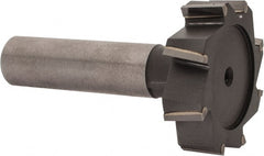 Made in USA - 1-3/8" Diam x 3/8" Face Width, Carbide-Tipped, 8 Teeth, Shank Connection Woodruff Keyseat Cutter - Uncoated, 2-3/8" OAL x 1/2" Shank, Staggered Teeth, ANSI 1211, Old Standard F - Exact Tooling