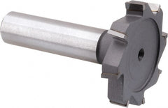 Made in USA - 1-1/2" Diam x 1/4" Face Width, Carbide-Tipped, 8 Teeth, Shank Connection Woodruff Keyseat Cutter - Uncoated, 2-1/4" OAL x 1/2" Shank, Staggered Teeth, ANSI 812, Old Standard 24 - Exact Tooling