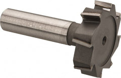 Made in USA - 1-1/2" Diam x 3/8" Face Width, Carbide-Tipped, 8 Teeth, Shank Connection Woodruff Keyseat Cutter - Uncoated, 2-3/8" OAL x 1/2" Shank, Staggered Teeth, ANSI 1212, Old Standard G - Exact Tooling