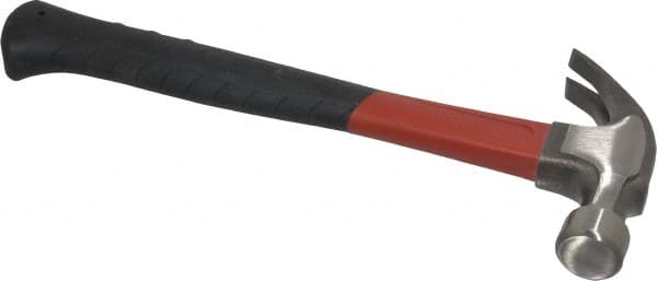 Plumb - 1 Lb Head, Curved-Premium Plumb Hammer - 13-1/2" OAL, Smooth Face, Fiberglass Handle with Grip - Exact Tooling