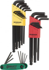 Bondhus - 30 Piece Hex Key Set - Hex Range 0.05 to 3/8", Protanium - Exact Tooling