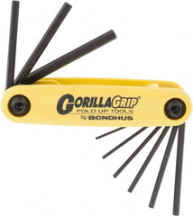 Bondhus - 9 Piece Fold-Up Hex Key Set - Hex Range 0.05 to 3/16" - Exact Tooling