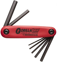 Bondhus - 7 Piece Fold-Up Hex Key Set - Hex Range 1.5 to 6mm - Exact Tooling