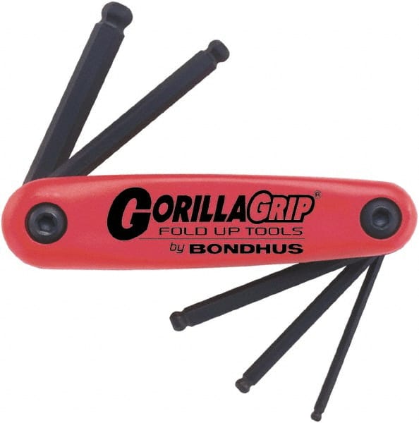 Bondhus - 5 Piece Fold-Up Hex Key Set - Hex Range 5 to 10mm - Exact Tooling