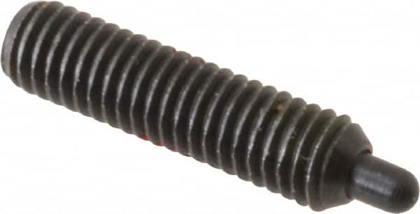 Gibraltar - M5 x 0.8, 19mm Thread Length, 3mm Plunger Projection, Steel Threaded Spring Plunger - 2.36mm Max Plunger Diam, 19mm Plunger Length, 2.89 Lb Init End Force, 11.02 Lb Final End Force, 2.5mm Hex - Exact Tooling
