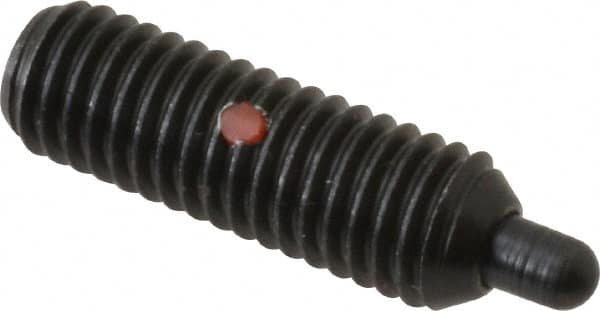 Gibraltar - M8 x 1.25, 25mm Thread Length, 5mm Plunger Projection, Steel Threaded Spring Plunger - 3.43mm Max Plunger Diam, 25mm Plunger Length, 2.98 Lb Init End Force, 14.88 Lb Final End Force, 4mm Hex - Exact Tooling