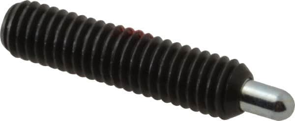 Gibraltar - M6 x 1.0, 25mm Thread Length, 5mm Plunger Projection, Steel Threaded Spring Plunger - 3.02mm Max Plunger Diam, 25mm Plunger Length, 1 Lb Init End Force, 3.97 Lb Final End Force, 3mm Hex - Exact Tooling