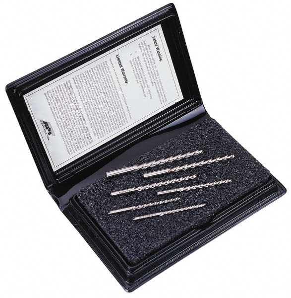 Alvord Polk - #0 to #5 Pin, 0.1287 to 0.2409" Diam, 0.1287 to 0.2409" Small End, Straight Shank, Taper Pin Reamer Set - Exact Tooling