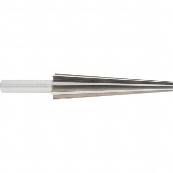 Alvord Polk - 1" Diam, 3/8" Small End Diam, 1/2" Diam Round Shank, 4-1/2" Flute, Repairman's Reamer - Exact Tooling
