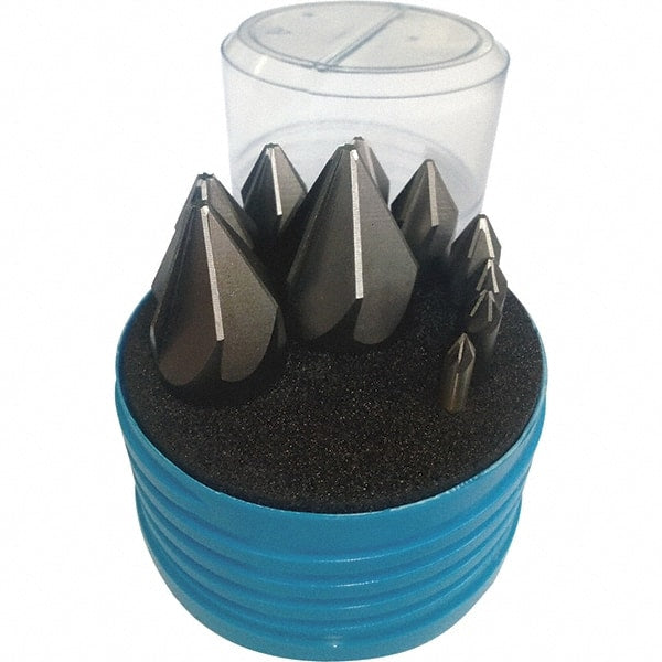 Interstate - 10 Piece, 1/4 to 1-1/2" Head Diam, 82° Included Angle, Single End Countersink Set - Exact Tooling