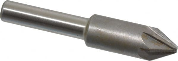 Interstate - 3/8" Head Diam, 1/4" Shank Diam, 6 Flute 60° High Speed Steel Countersink - Exact Tooling